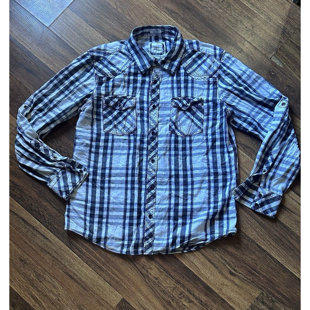 Women’s Bke Button Down Flannel Slim Fit Large